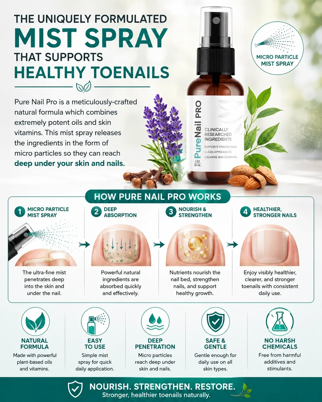 PureNail Pro mist being applied as part of a daily routine
